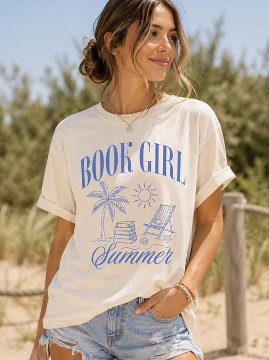 Book Girl Summer Graphic Tee | Beachy Book Lover Shirt