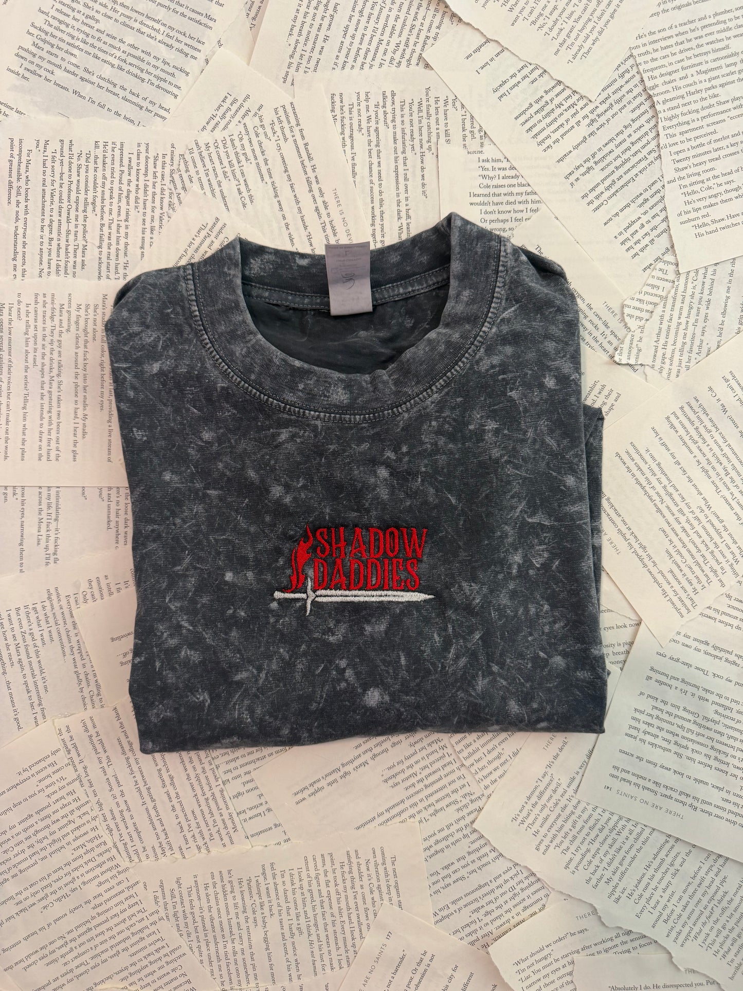 Shadow Daddies Embroidered Acid Wash Tee