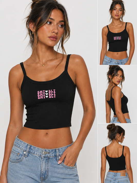 Smut Slut Embroidered Black Crop Tank | Bookish Romance Reader Tank