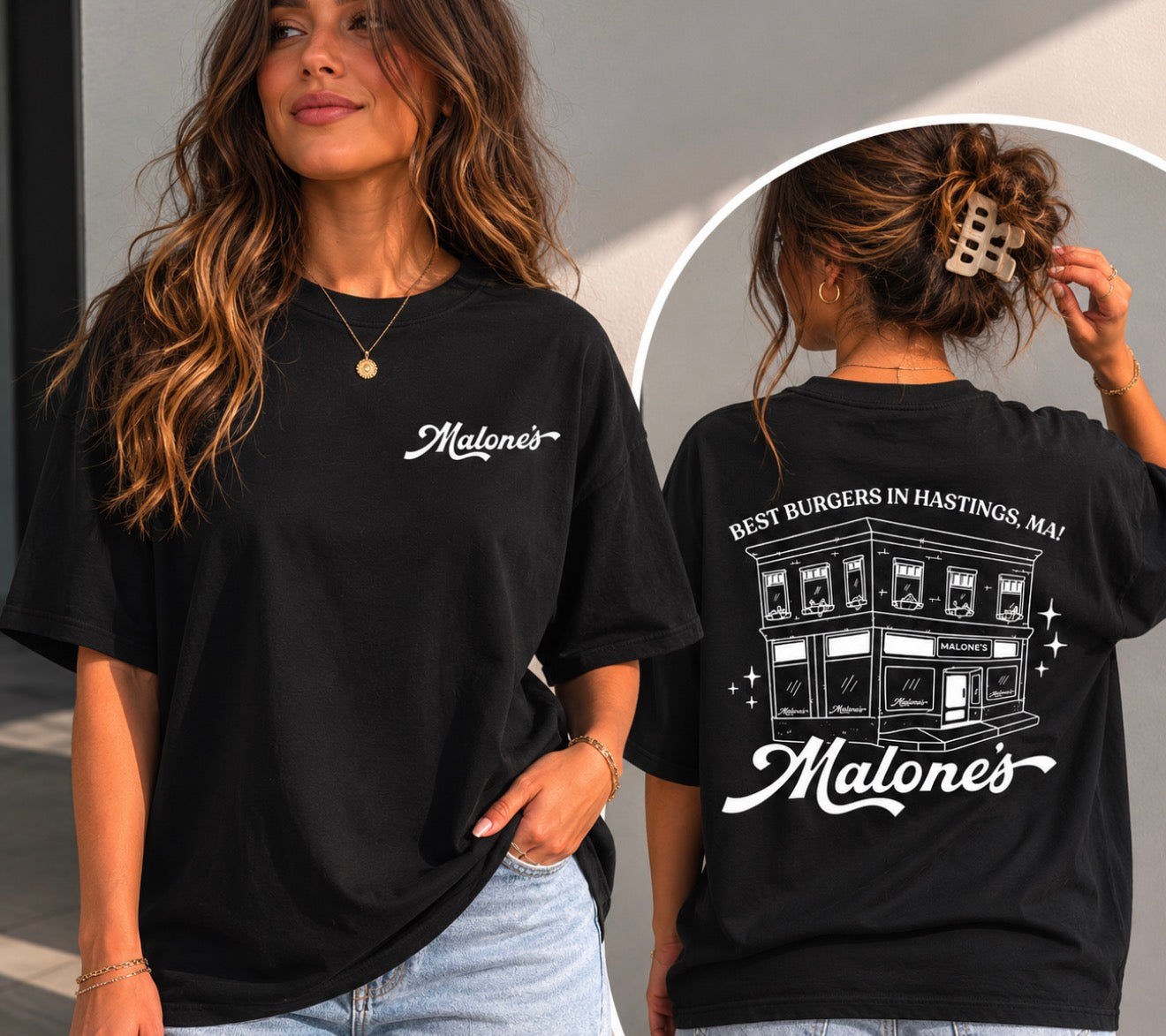 Malone’s Burger Shop Graphic Tee | Off Campus| Small Town Favorite Tee | Front & Back Print