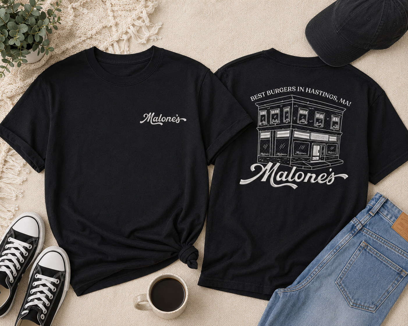 Malone’s Burger Shop Graphic Tee | Off Campus| Small Town Favorite Tee | Front & Back Print