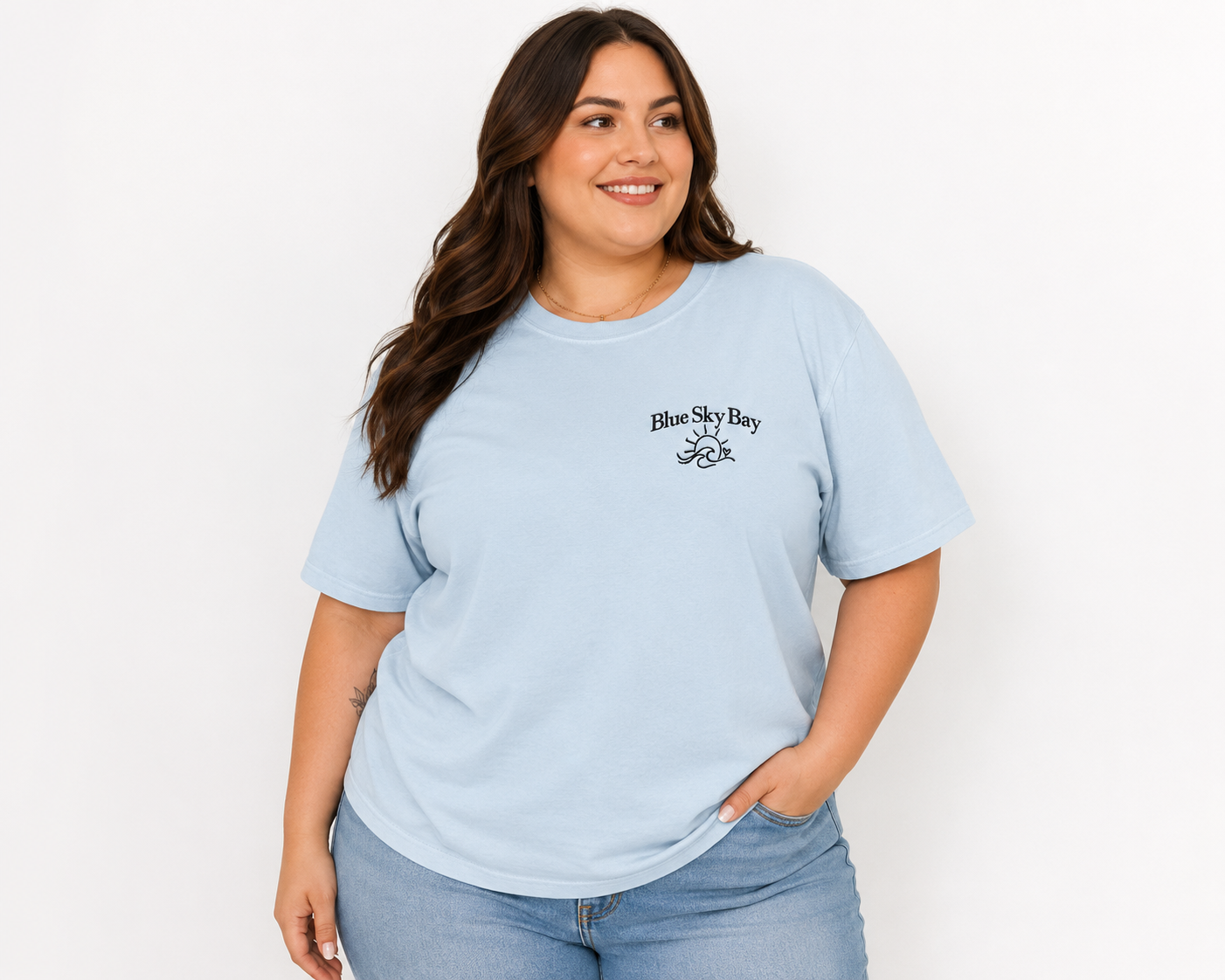 Blue Sky Bay Embroidered Comfort Colors® T-Shirt | Officially Licensed Laura Pavlov Merchandise