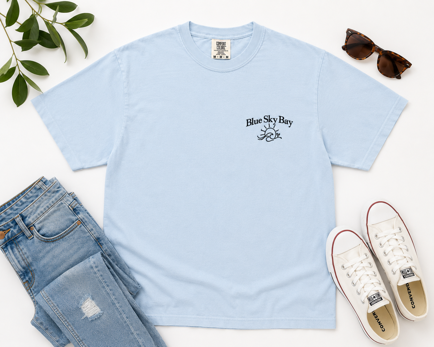 Blue Sky Bay Embroidered Comfort Colors® T-Shirt | Officially Licensed Laura Pavlov Merchandise