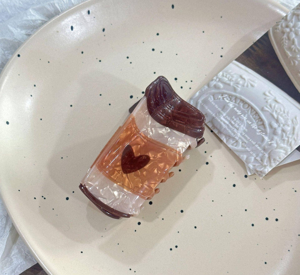 Simulation Coffee & Croissant Hair Claw Clips: Latte