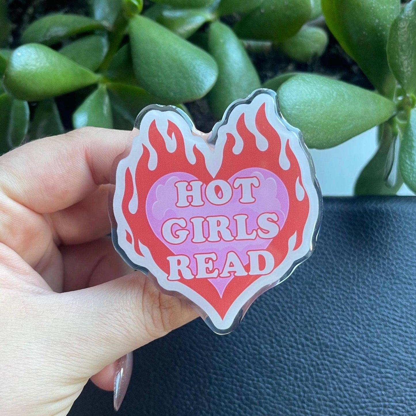 Hot Girls Read Heart Kindle Grip | Magnetic or Sticker: Sticker