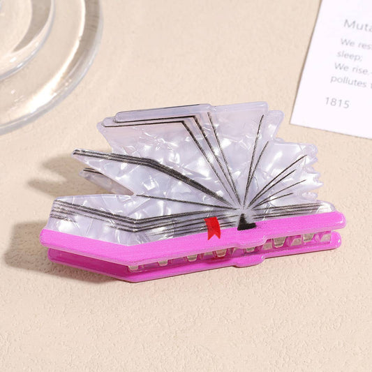 Creative Colorful 3D Book Shape Hair Claw Clip: White