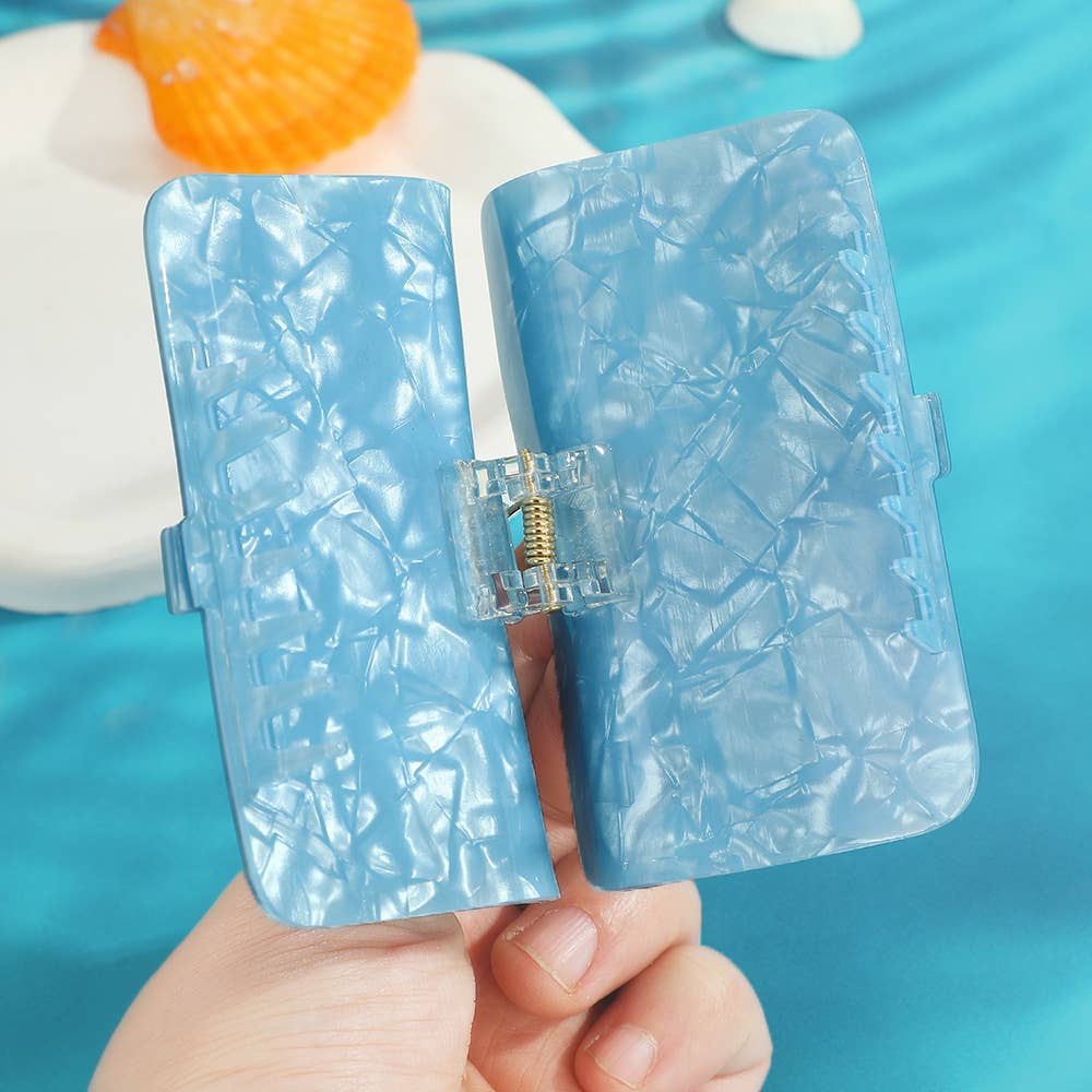 Fun Sardine Can Hair Pattern Hair Claw Clips: Blue