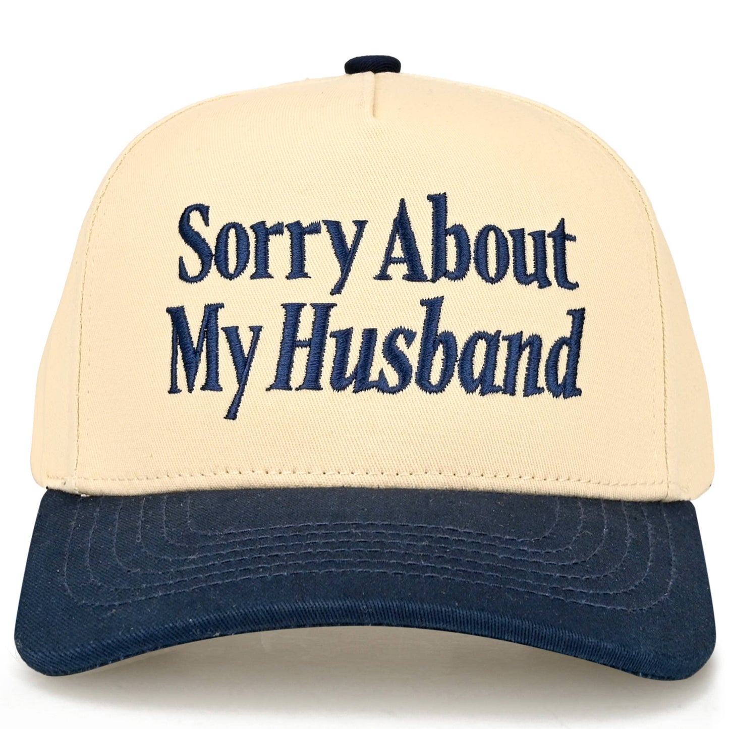 C.C SORRY ABOUT MY HUSBAND Letter Two Tone Trucker Hat: Black