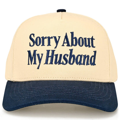 C.C SORRY ABOUT MY HUSBAND Letter Two Tone Trucker Hat: Black
