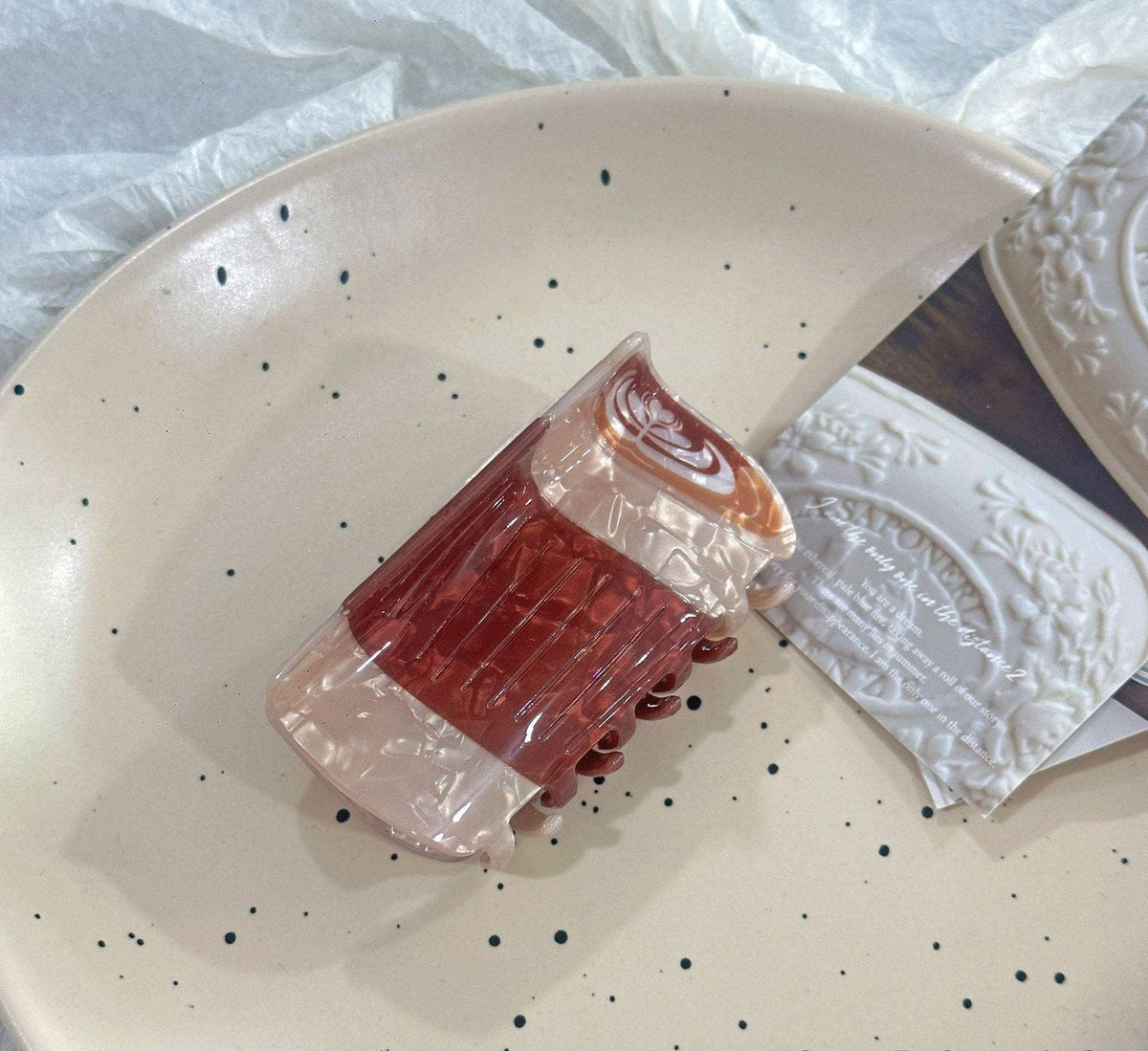 Simulation Coffee & Croissant Hair Claw Clips: Latte