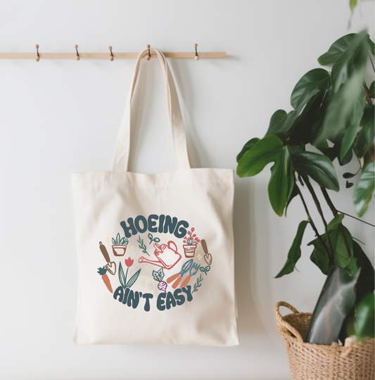 Hoeing Ain't Easy Small Canvas Tote Bag