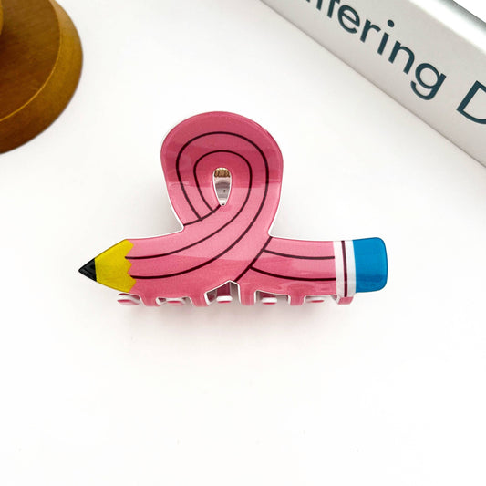 Pencil Claw Clip, Playful Stationery-Inspired Hair Clip: Pink
