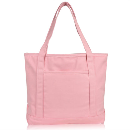 Dalix  20" Solid Color Soft Canvas Tote Bag: Black