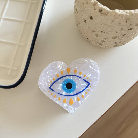 Hamsa Hand & Heart Evil Eye Design Hair Clip: Heart