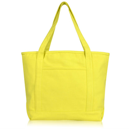 Dalix  20" Solid Color Soft Canvas Tote Bag: Black
