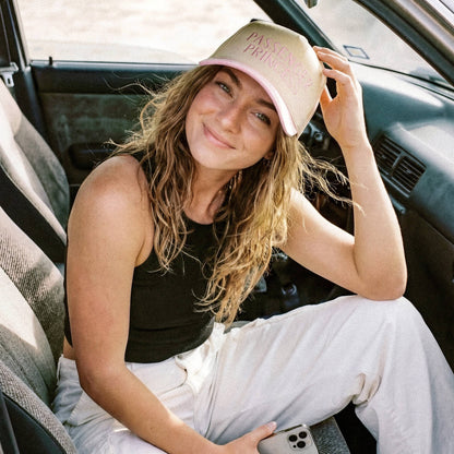 C.C PASSENGER PRINCESS Letter on Two Tone Trucker Hat: Leopard