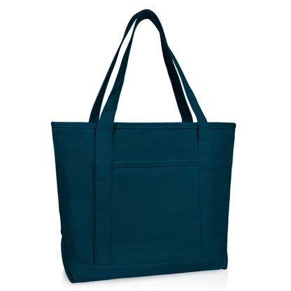 Dalix  20" Solid Color Soft Canvas Tote Bag: Black