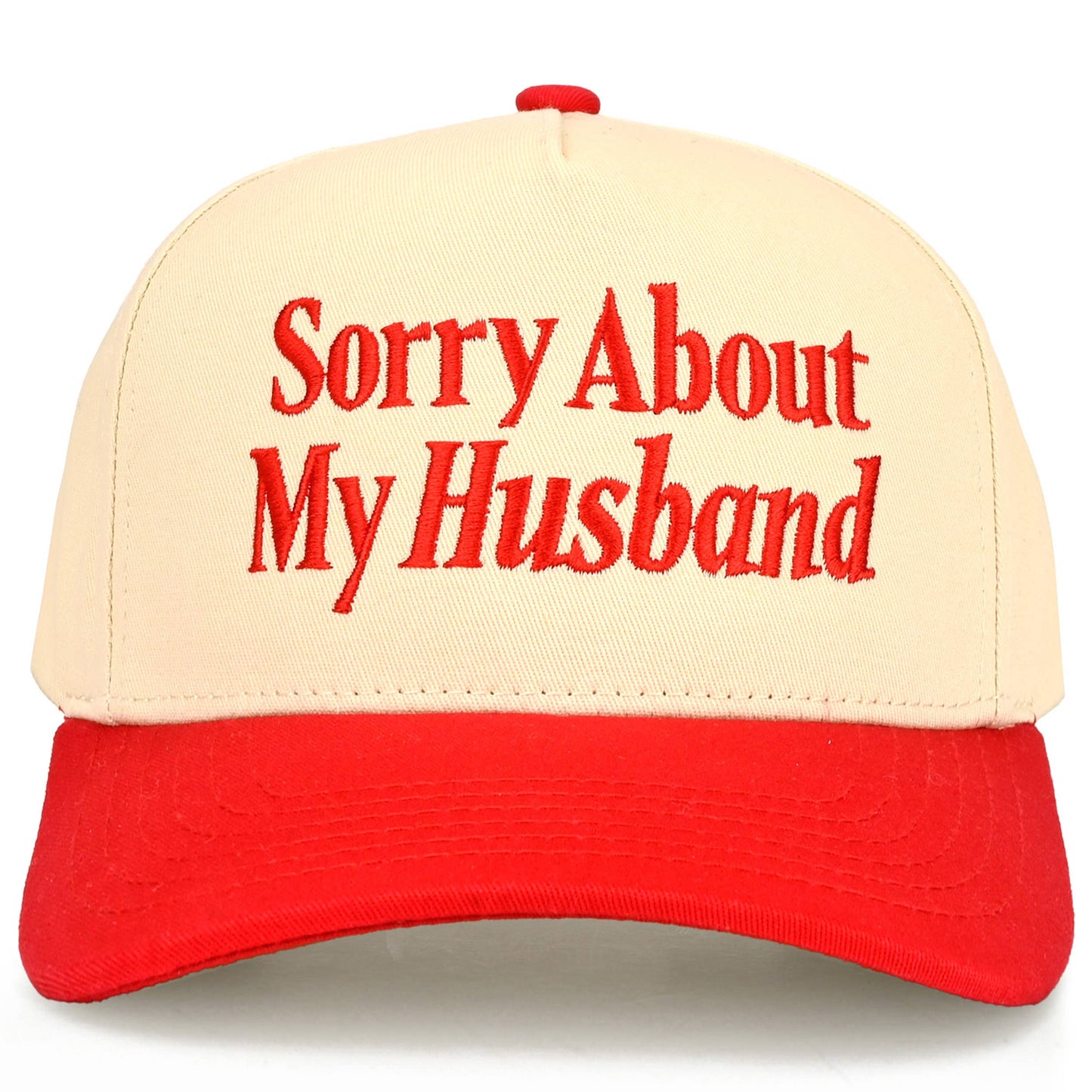 C.C SORRY ABOUT MY HUSBAND Letter Two Tone Trucker Hat: Black