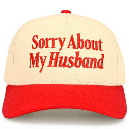 C.C SORRY ABOUT MY HUSBAND Letter Two Tone Trucker Hat: Black
