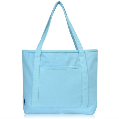 Dalix  20" Solid Color Soft Canvas Tote Bag: Black