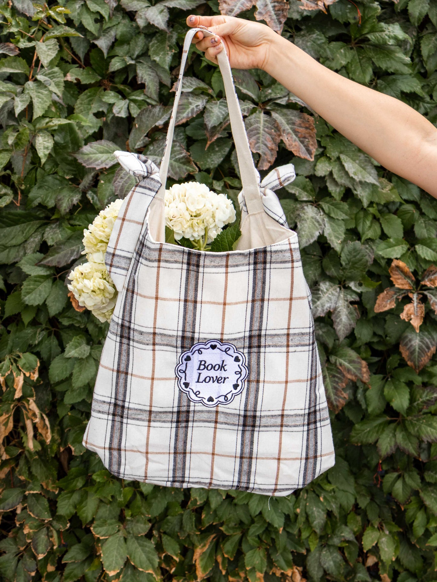 Book Lover Bow Tote: Pink Gingham