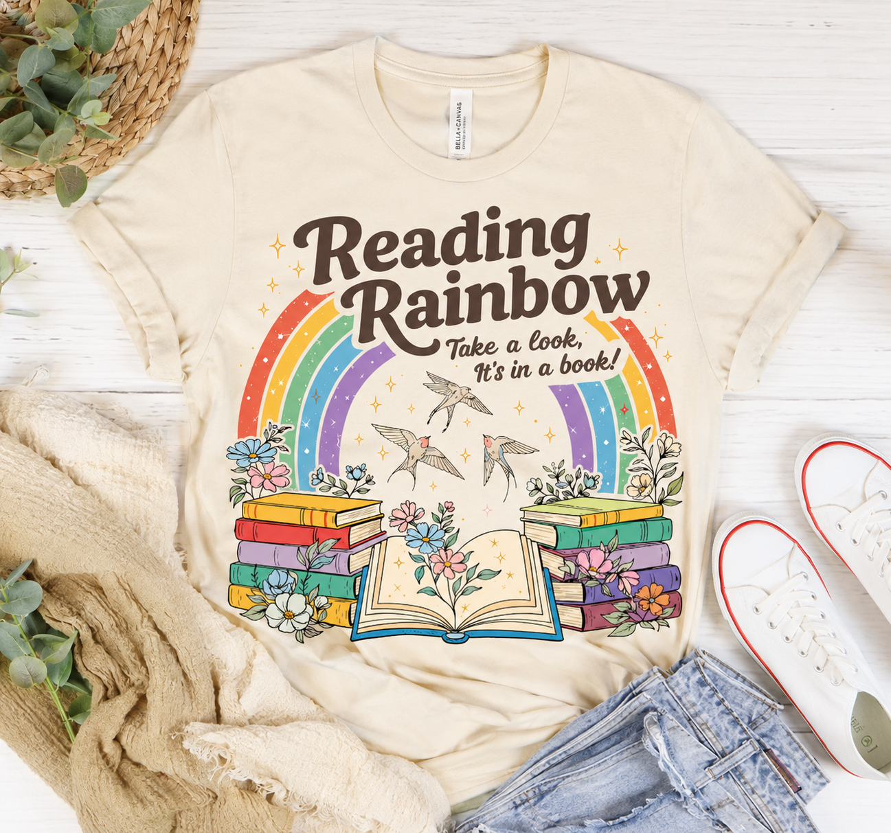 Reading Rainbow Graphic Tee | Book Lover Shirt