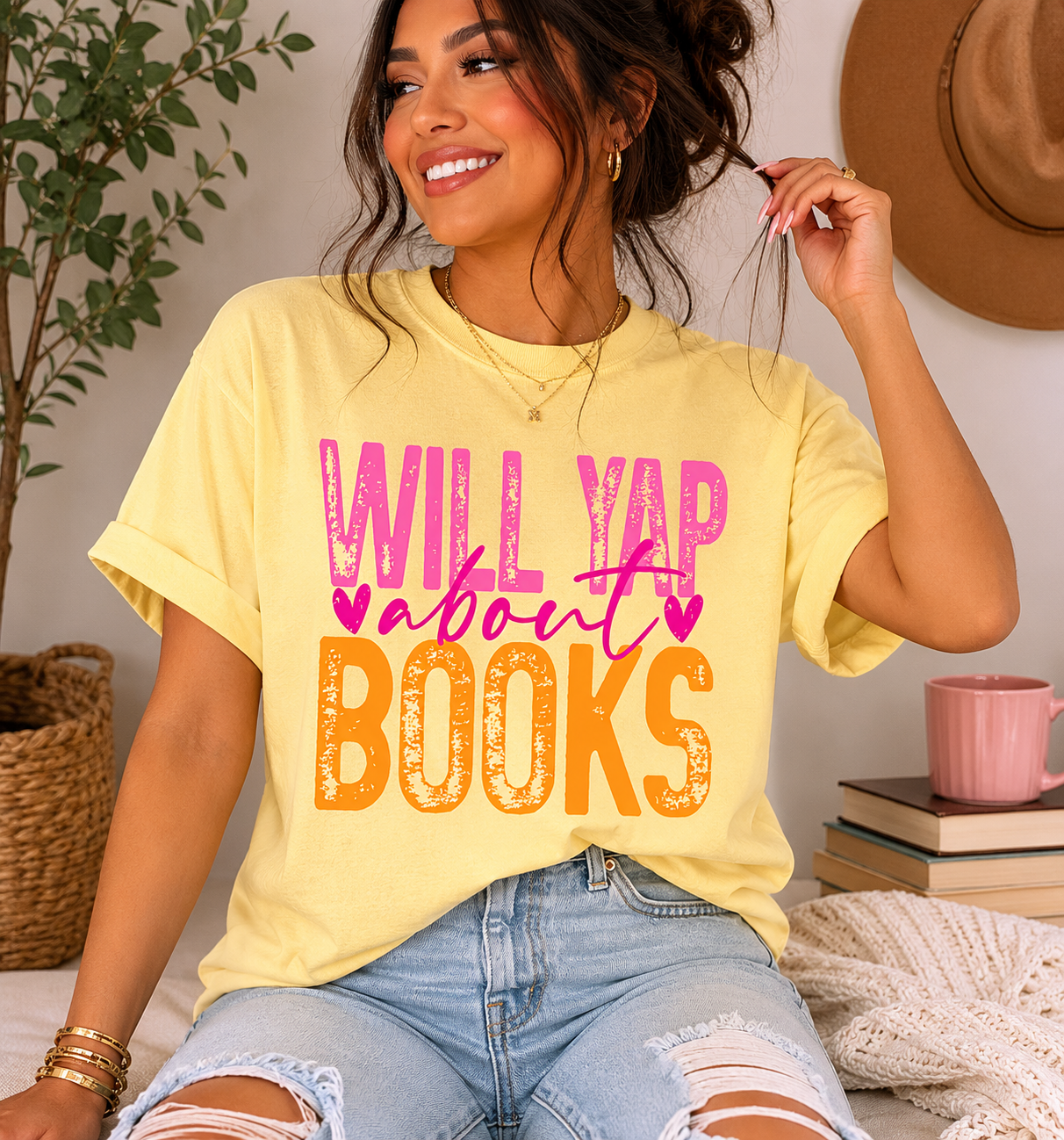 Will Yap About Books Shirt | Comfort Colors Butter Yellow Tee