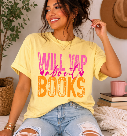Will Yap About Books Shirt | Comfort Colors Butter Yellow Tee