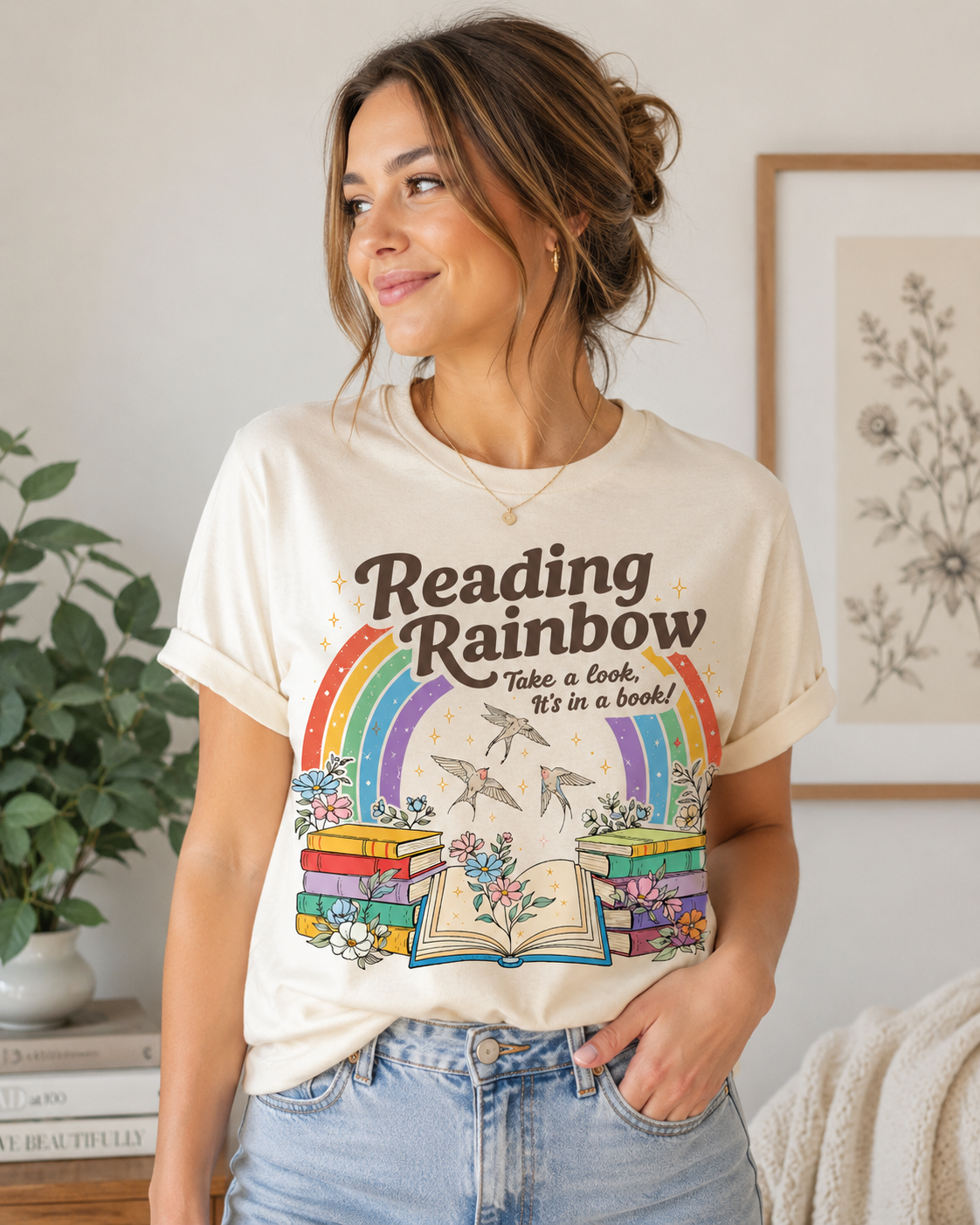 Reading Rainbow Graphic Tee | Book Lover Shirt