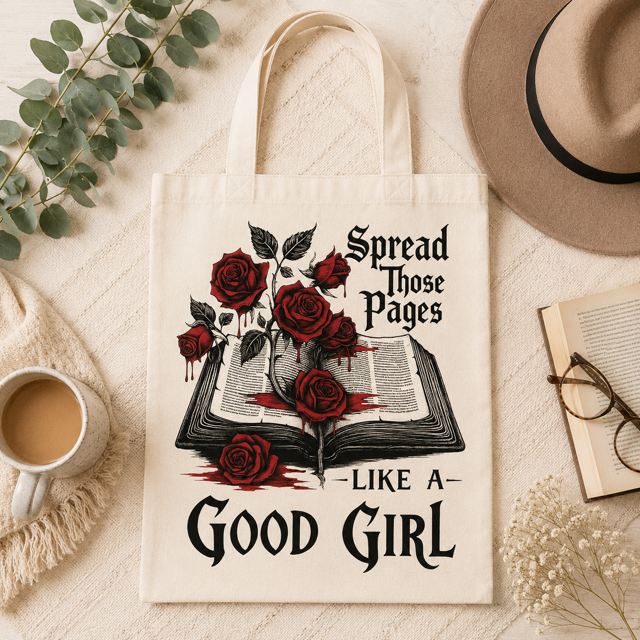 Spread Those Pages Like a Good Girl Tote Bag | Dark Romance Reader Tote